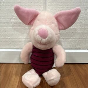 Disney Pink Plush Piglet with Plum & Black Striped Outfit